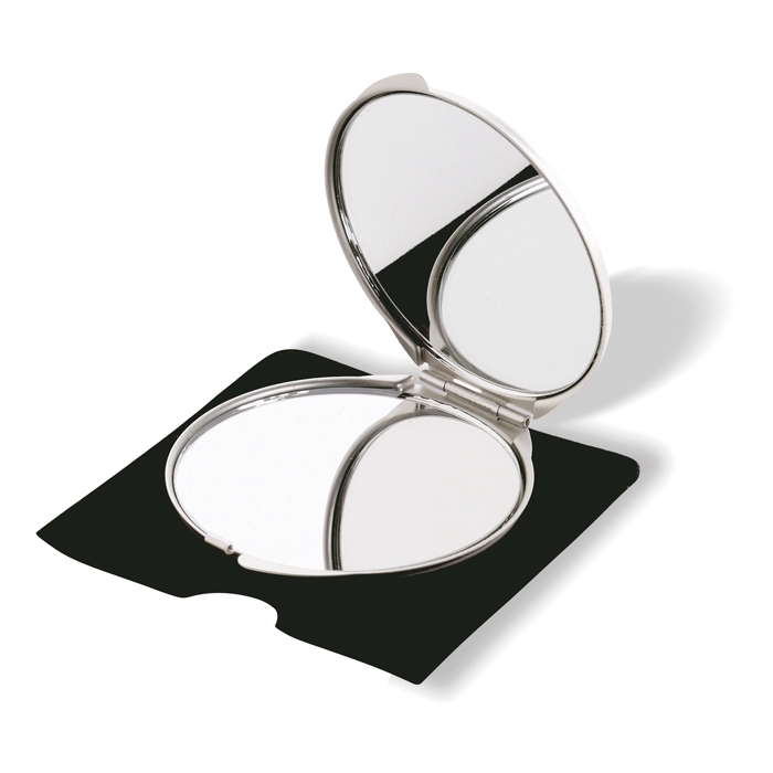 Pocket mirror with normal and magnifying mirrors