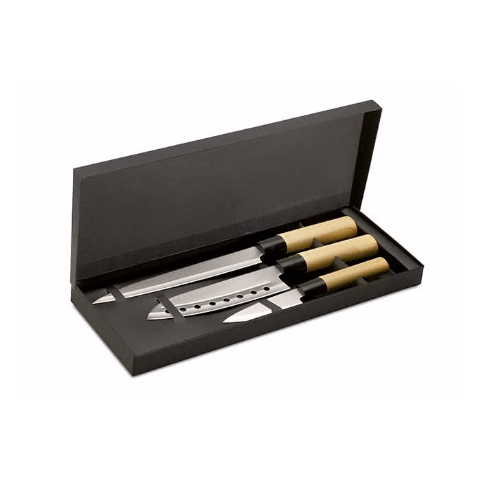 3-piece Japanese-style knife set for promotional gifting