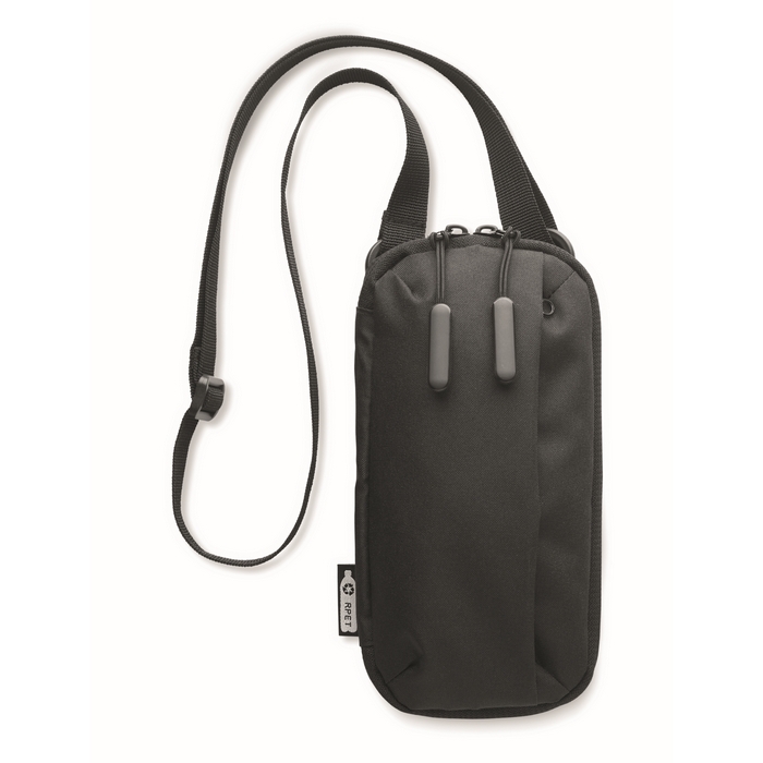 Crossbody phone bag made of RPET with adjustable strap