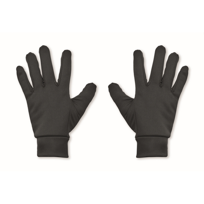 Tactile promotional gloves with a sporty look for tech use