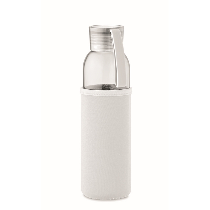 Recycled glass bottle with sleeve and lid, 500 ml