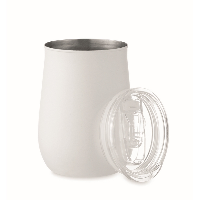 Recycled stainless steel logo mug with sliding lid, 500 ml