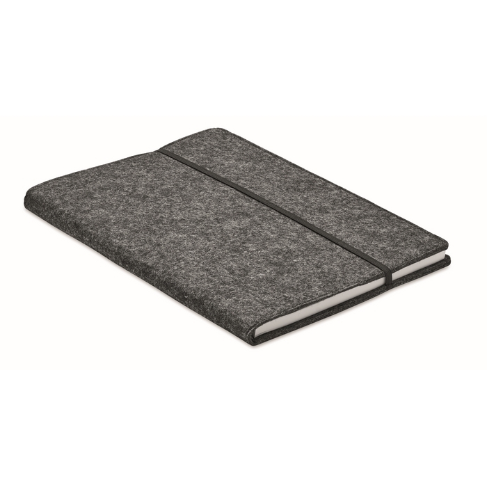 RPET felt notebook with lined A5 sheets of recycled paper