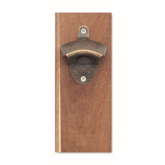 Bottle opener made of acacia wood with magnet