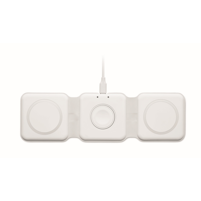 Foldable wireless charging station with 3 charging points, 15W