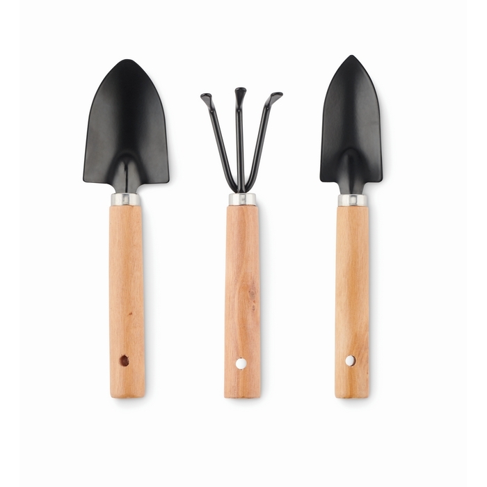 Set of 3 garden tools in RPET felt bag as promotional material