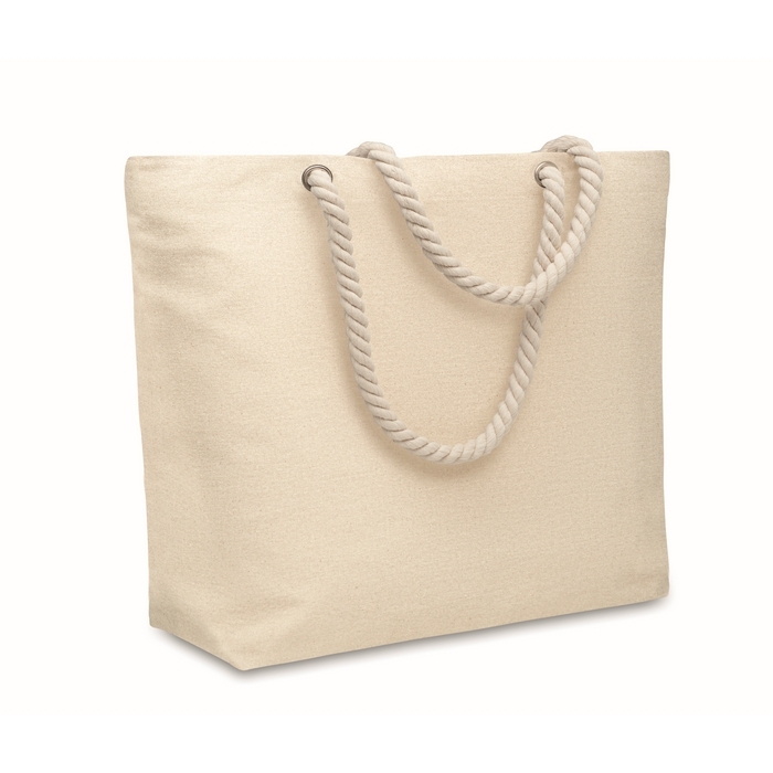 Bag with cord handles in natural tone, 220 g/m2
