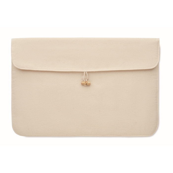 Cotton laptop sleeve with bamboo closure, 15', 120 g/m2