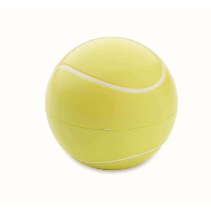 Tennis ball shaped lip balm with vanilla aroma, SPF 10