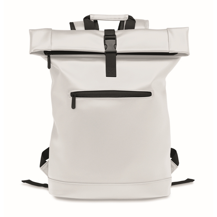 Rolltop backpack for laptop made of soft faux leather, 15''