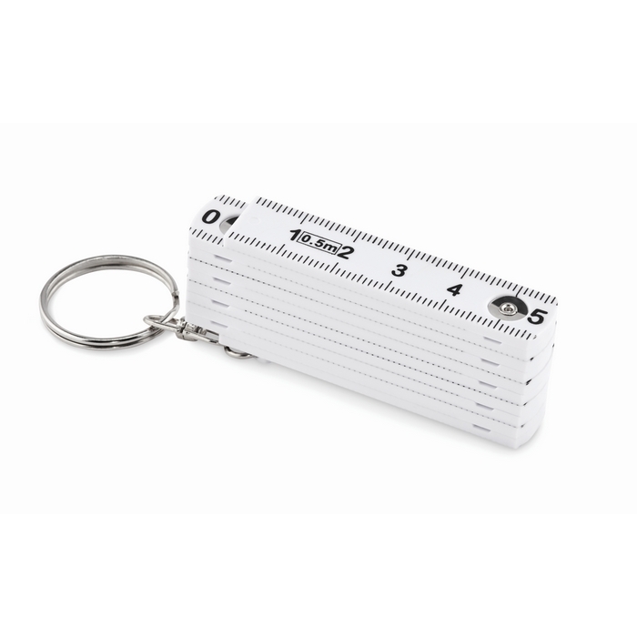 2-in-1 keyring with ruler in white, 50 cm