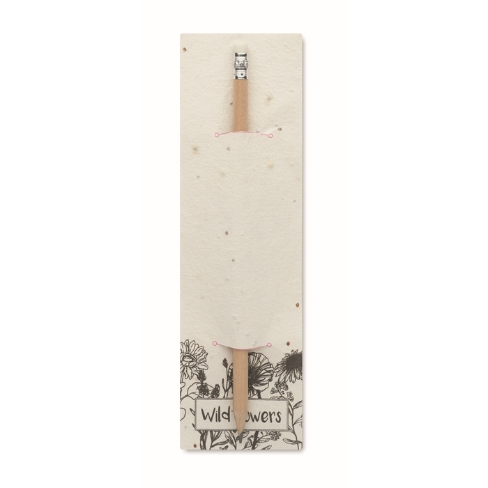 Pencil with eraser presented in seeded paper