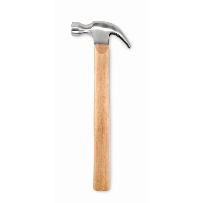 Classic carpenter’s hammer with wooden handle and steel head