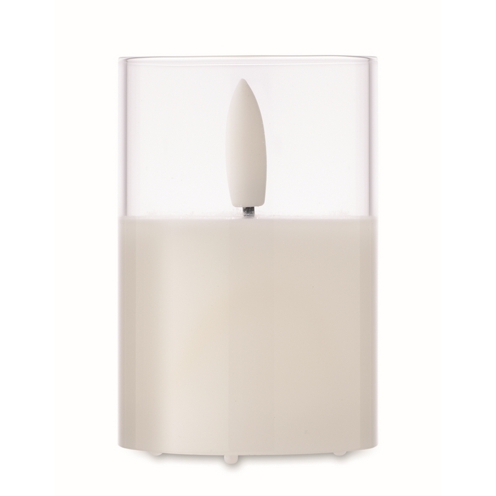 Small clear jar candle with LED light and realistic flame effect