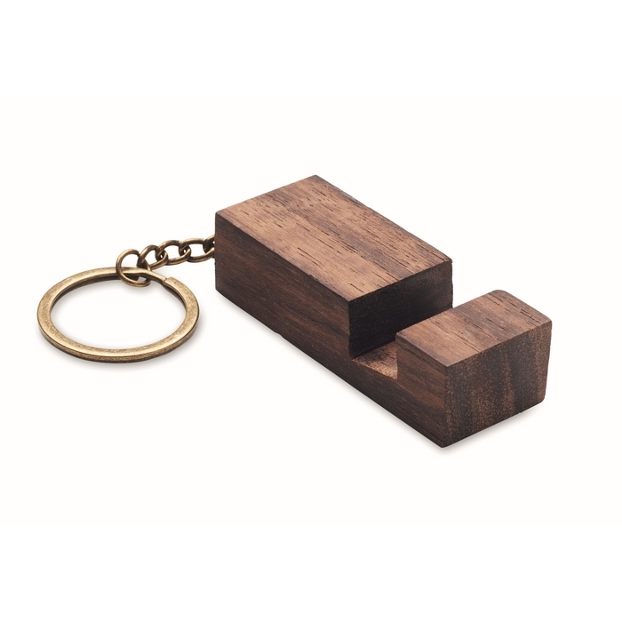 Walnut wood keyring with mobile phone stand function