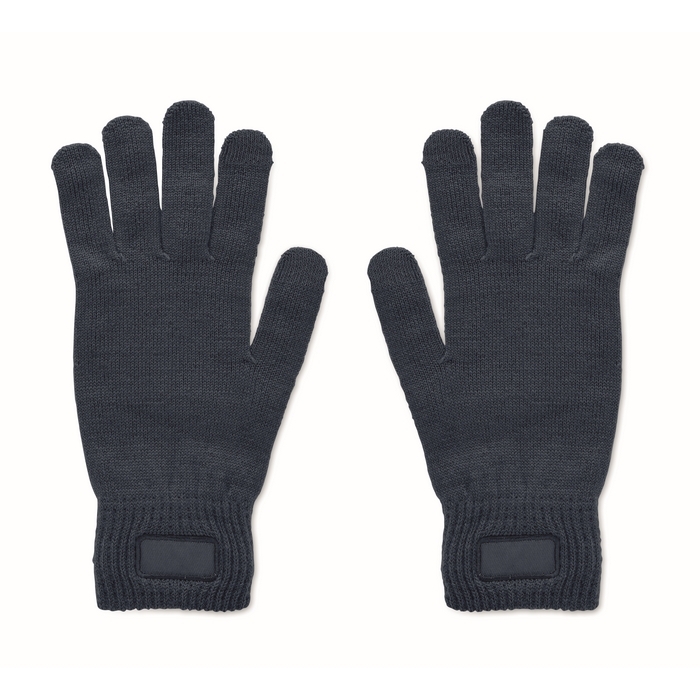 Recycled polyester gloves with patch
