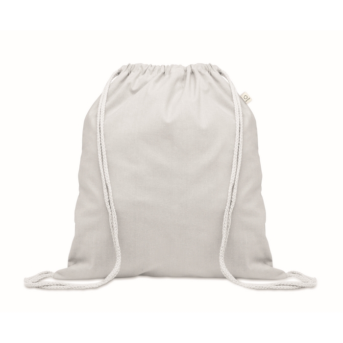 Recycled cotton and RPET drawstring backpack, 140 g/m²