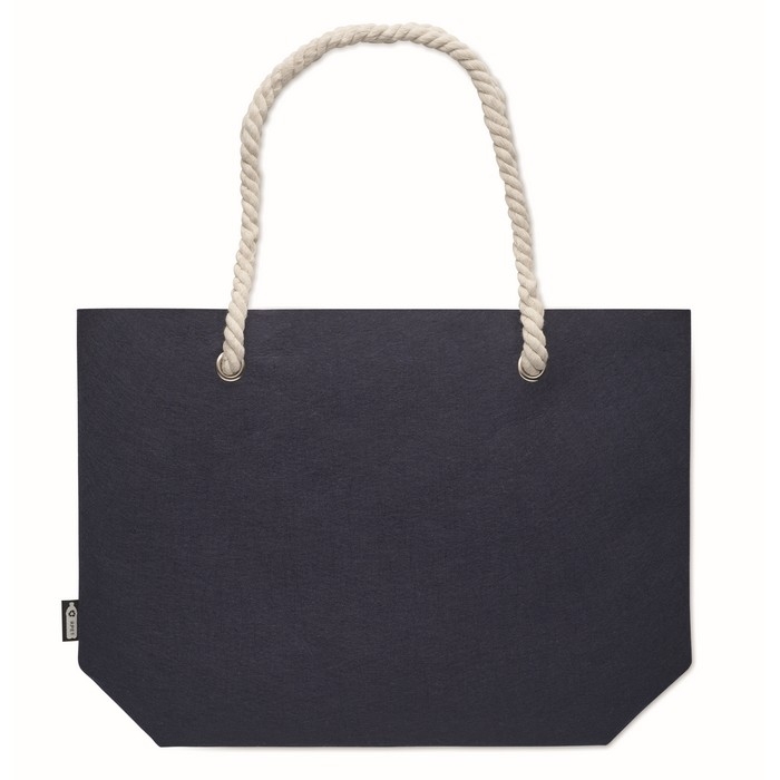 RPET felt beach bag with natural-coloured cord handles