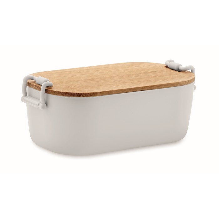 Lunchbox with bamboo lid and two side-locking clips, 700 ml