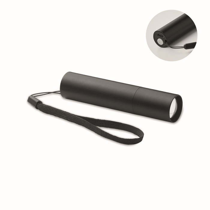 Rechargeable torch with 3 light settings and zoom function