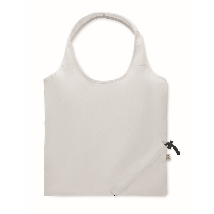 Compact and foldable recycled cotton shopping bag, 140 g/m2
