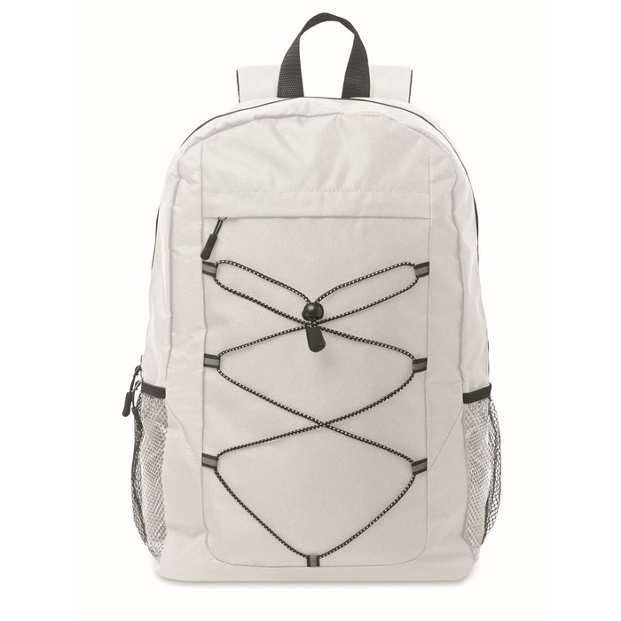 RPET polyester backpack with mesh pockets on both sides