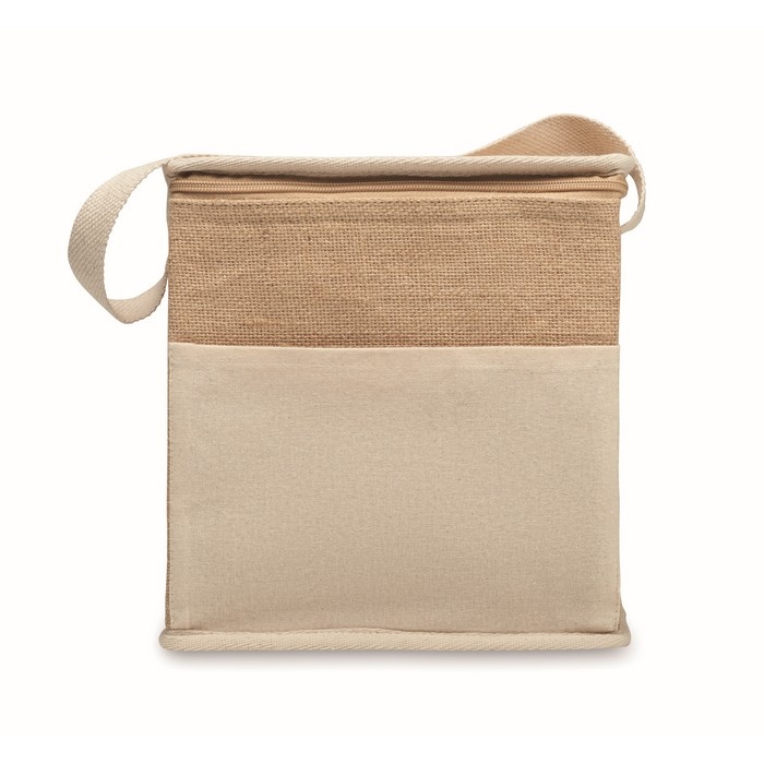 Jute cooler bag with front pocket, 3L capacity