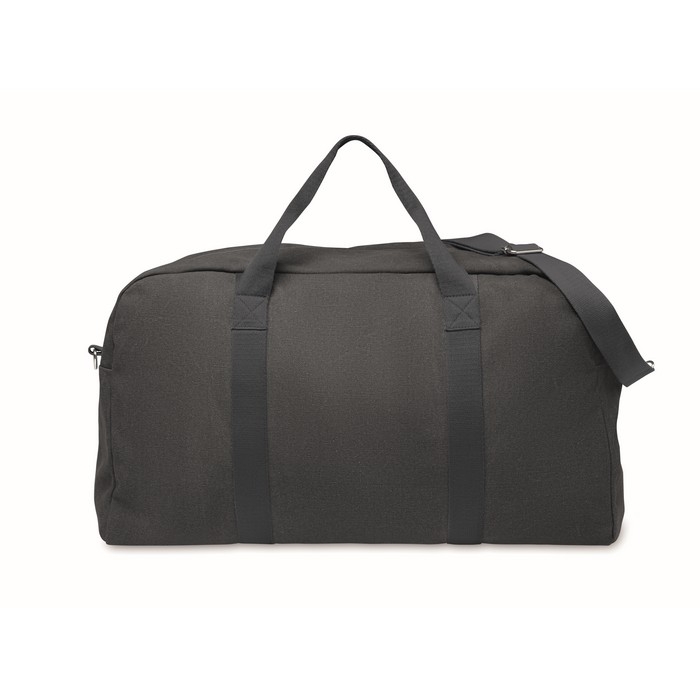 Monochrome travel bag made from recycled fabric with double handles
