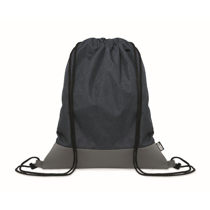 RPET drawstring backpack with leather detail at the base