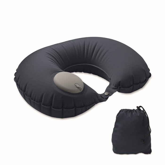 Inflatable travel pillow with inflater and deflation system