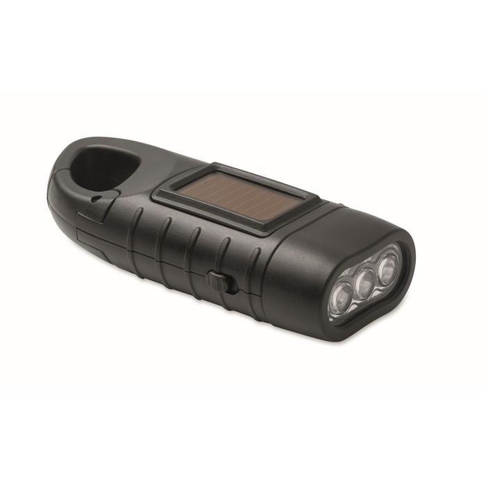 Rechargeable lantern via solar panel and dynamo hand crank