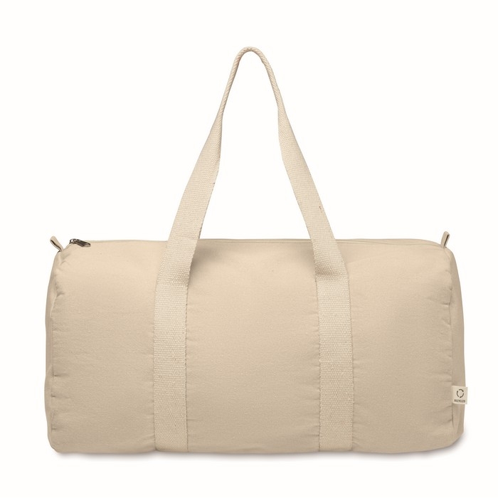 Travel bag with side compartment and natural colour details