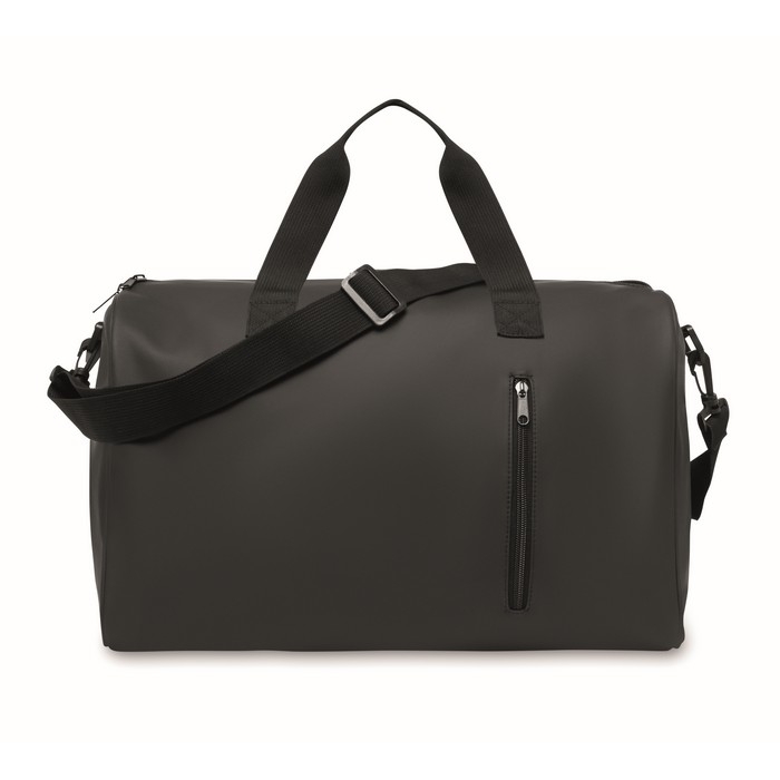 Soft-touch bag with double handles and detachable shoulder strap