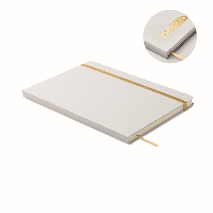 Notebook with elastic band and coloured bookmark, lined A5 pages