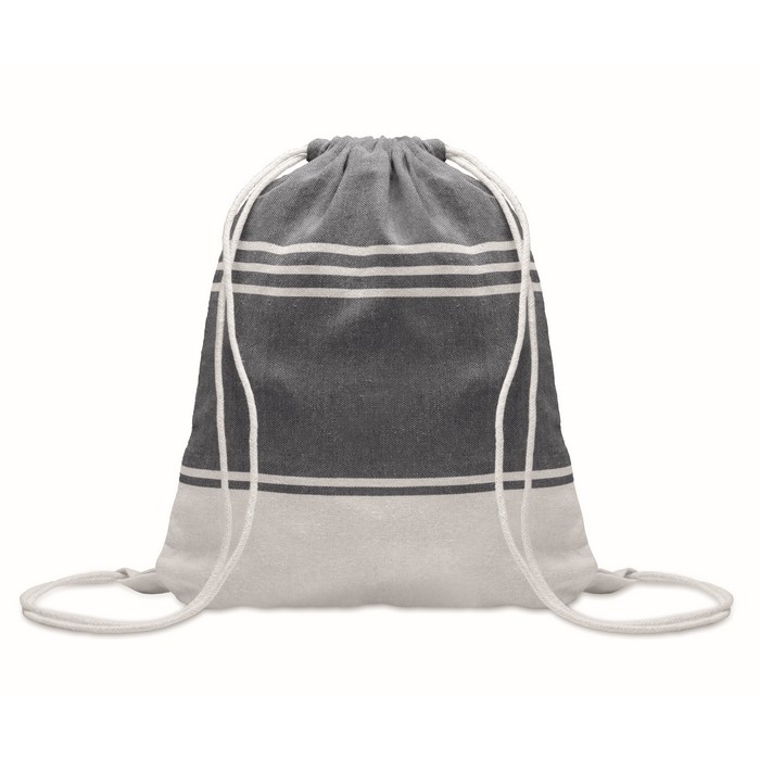 Drawstring backpack set with matching striped sarong, 180 g/m²