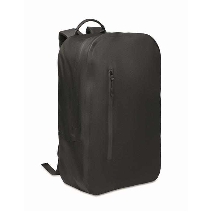 Black RPET laptop backpack, water-resistant, 16''