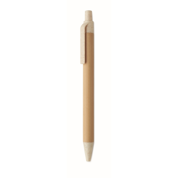 Bamboo and wheat straw click pen, blue ink