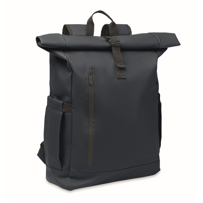 Roll-top laptop backpack, trolley strap, 15''