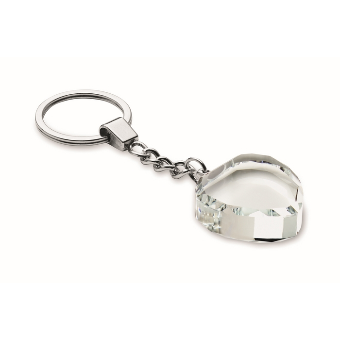 Heart-shaped glass keyring, customisable
