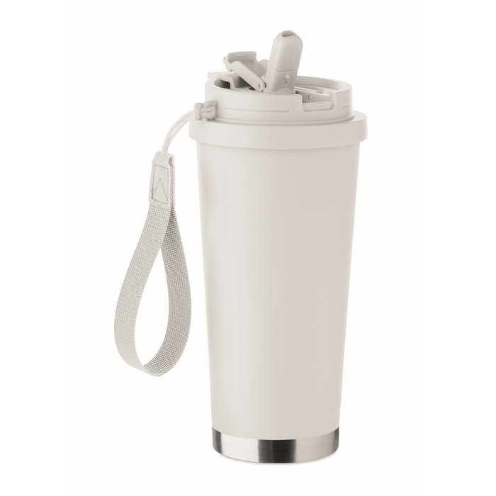 Recycled stainless steel tumbler, lid, straw 2-in-1, 500 ml