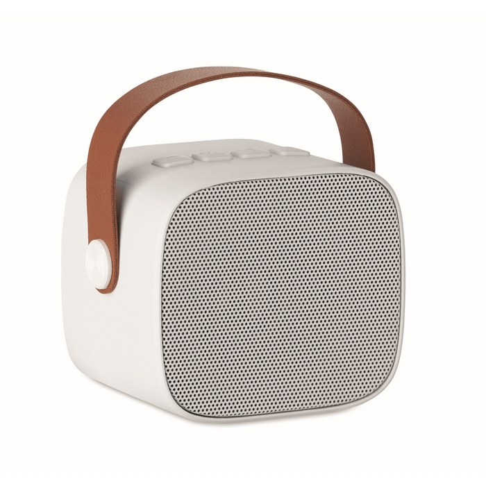Square speaker, brown synthetic leather handle, vintage style