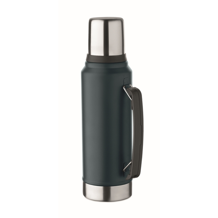 Recycled stainless steel flask, 1 cup, side handle, 1 L