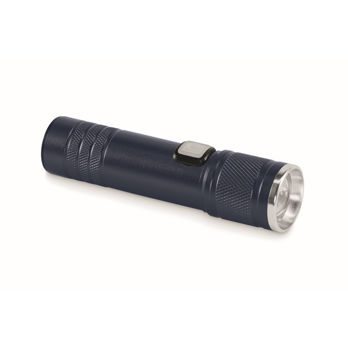 Extendable recycled aluminium torch, 3 light settings, zoom