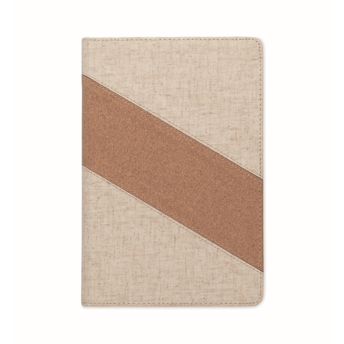 Notebook with cork and cotton details, wireless charger, A5