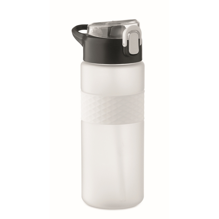 RPET bottle, flip lid, straw included, 500 ml