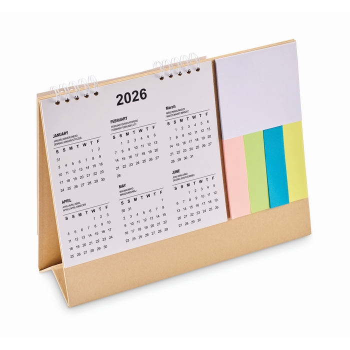 Desk calendar, adhesive notes, notepad