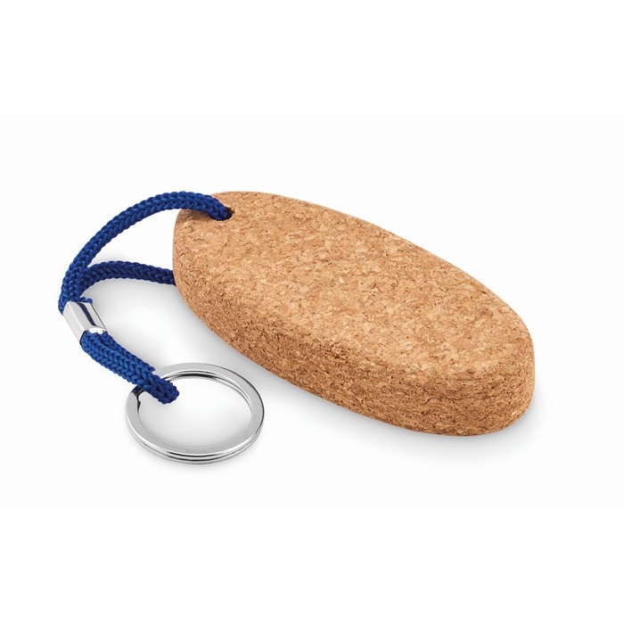 Floating cork keyring, oval-shaped