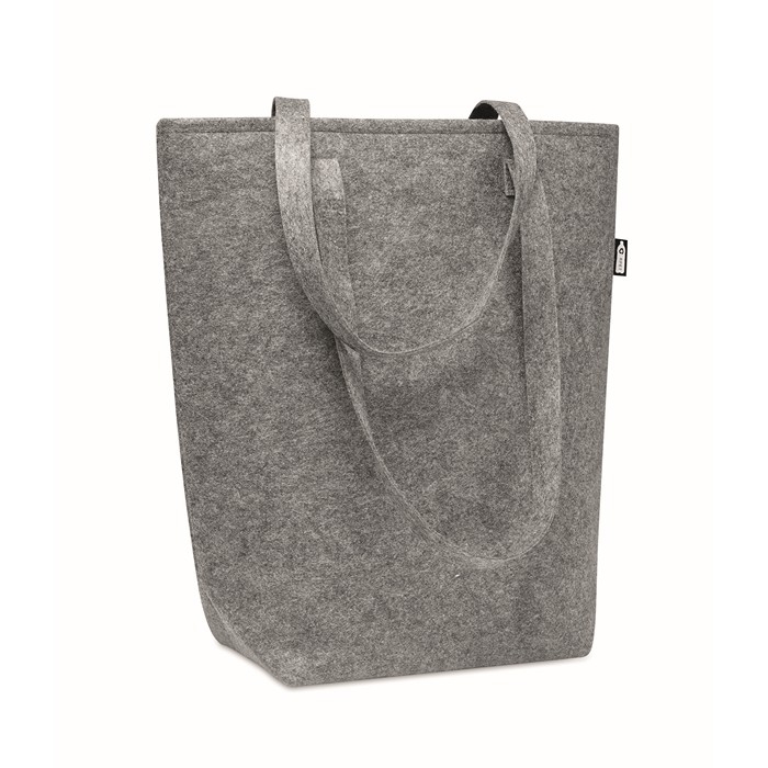 Reinforced shopping bag with long handles, made of felt, RPET