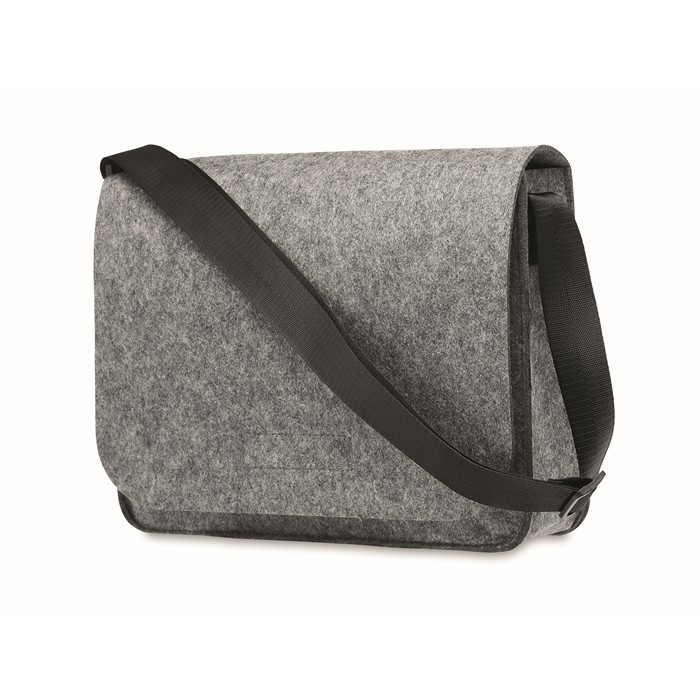 Recycled felt crossbody laptop bag with Velcro closure, 15
