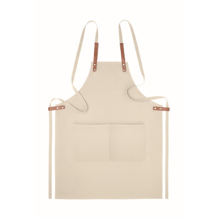 Eco kitchen apron with neck strap and pockets, 340 g/m2
